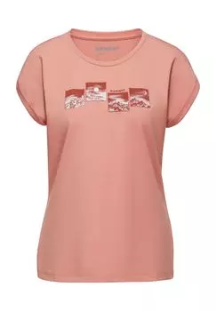 Футболка влагорегулирующая, принт спереди, женская MAMMUT, цвет Quartz Dust