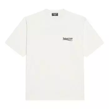 Футболка (WMNS) Balenciaga Political Campaign Large Fit Embroidery Round-neck 'White', белый