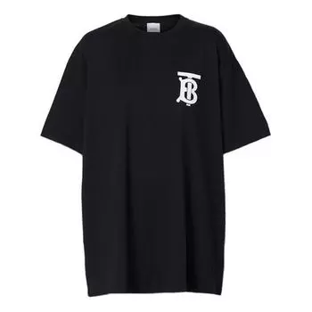 Футболка (WMNS) Burberry Monogram Motif Cotton Oversized in Black, черный