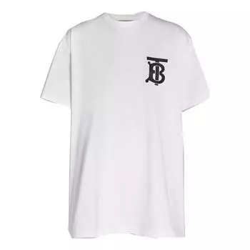 Футболка (WMNS) Burberry Monogram Motif Oversized logo Printing Female White, белый