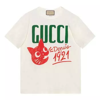 Футболка (WMNS) GUCCI Cotton jersey T-shirt 'White', белый