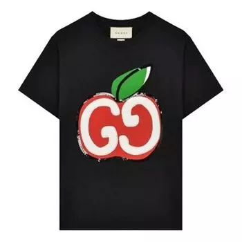 Футболка (WMNS) Gucci GG Apple Printed Short Sleeve Black