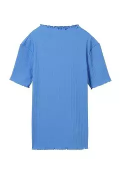 Футболка, волнистый край, ребристая структура, детская TOM TAILOR, цвет Sicilian Blue