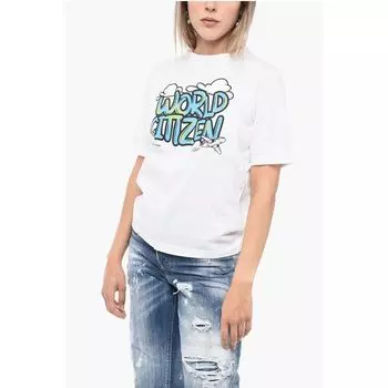 Футболка WORLD CITIZEN из хлопка с круглым вырезом Dsquared2, White