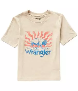 Футболка Wrangler Big Boys 8–20 с короткими рукавами и рисунком буйвола, бежевый