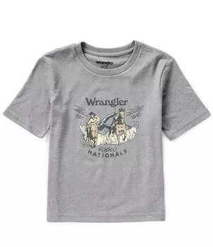 Футболка Wrangler Big Boys 8–20 с короткими рукавами и графическим принтом Rodeo Roping, серый
