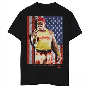 Футболка WWE Hulkamania для мальчиков 8–20 лет Licensed Character, черный