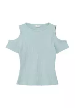 Футболка, вырезы, ребристая структура, детская s.Oliver, цвет Blue Green