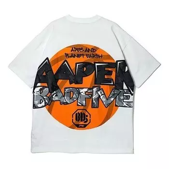 Футболка x aape badfive графическая свободная футболка Li-Ning, белый