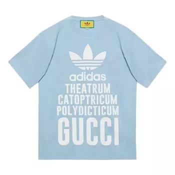 Футболка x adidas cotton t-shirt 'light blue' Gucci, синий
