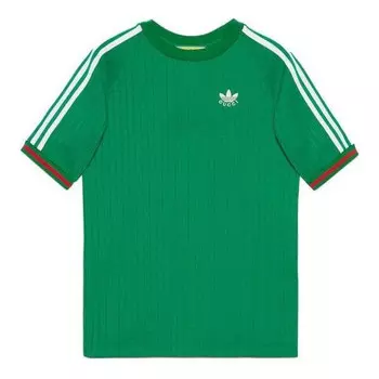Футболка x adidas jersey t-shirt 'green' Gucci, зеленый