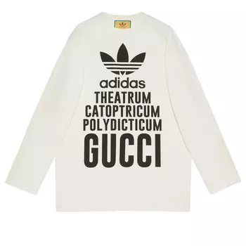 Футболка x adidas oversized cotton jersey long sleeve t-shirt 'white' Gucci, белый