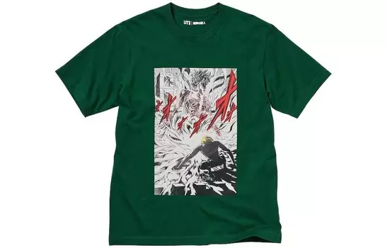 Футболка X Attack On Titan мужская темно-зеленая Uniqlo, темно-зеленый