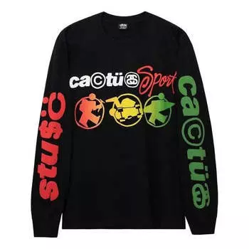 Футболка x cactus plant flea market sport long-sleeve tee 'black' Stussy, черный