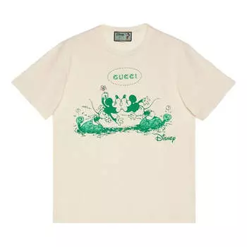 Футболка x disney mickey minnie cartoon pattern letter short-sleeved for men white Gucci, белый