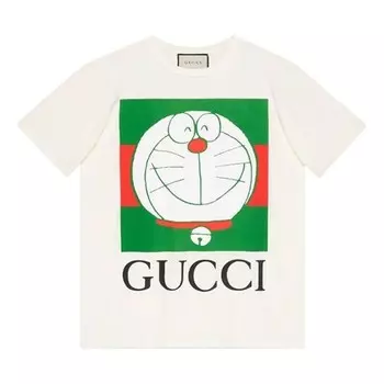 Футболка x doraemon logo-print t-shirt 'white' Gucci, белый