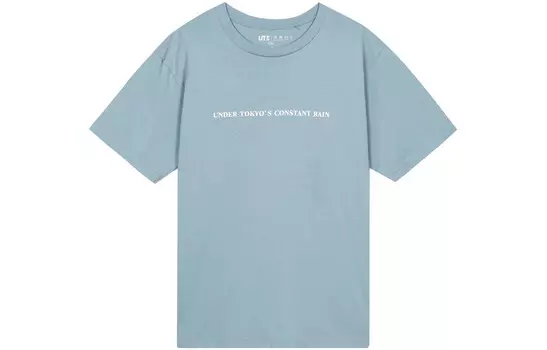 Футболка X Makoto Shinkai SS23 унисекс пудрово-голубая Uniqlo, розовый/голубой