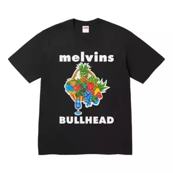 Футболка x melvins bullhead t-shirt 'black white' Supreme, черный