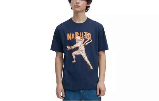 Футболка X Naruto SS23 унисекс темно-синяя Uniqlo, темно-синий