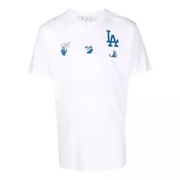 Футболка x new era x mlb crossover ss22 la dodgers logo printing short sleeve ordinary version white Off-White, белый