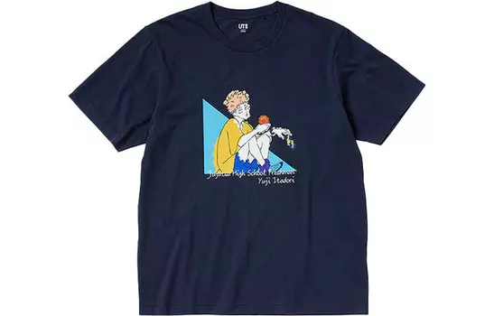 Футболка X Spell Fight Co-titled Series унисекс темно-синяя Uniqlo, синий