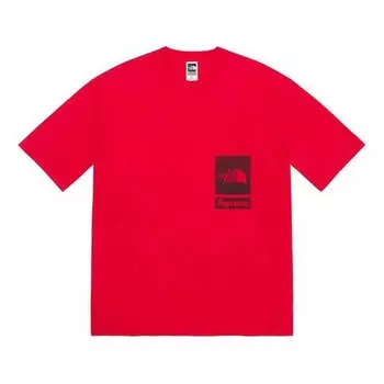 Футболка x the north face printed pocket t-shirt 'red black' Supreme, красный