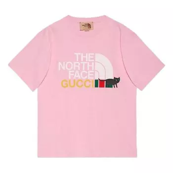 Футболка x the north face t-shirt 'light pink' Gucci, розовый