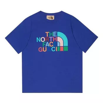 Футболка x the north face t-shirt 'blue multi-color' Gucci, синий