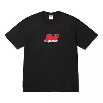 Футболка x toy machine devil cat t-shirt 'black red' Supreme, черный