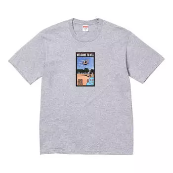Футболка x toy machine welcome to hell 't-shirt 'grey' Supreme, серый