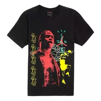 Футболка x travis scott ts hot blood basketball print футболка Air Jordan, черный