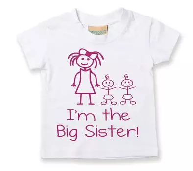 Футболка «Я старшая сестра БЛИЗНЕЦЫ» 60 SECOND MAKEOVER, белый