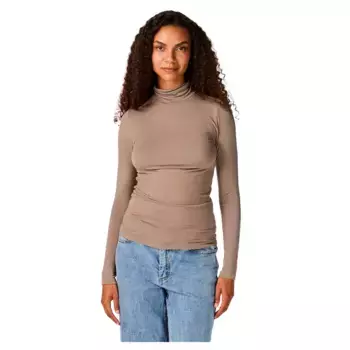 Футболка Yas Woola long sleeve high neck, коричневый