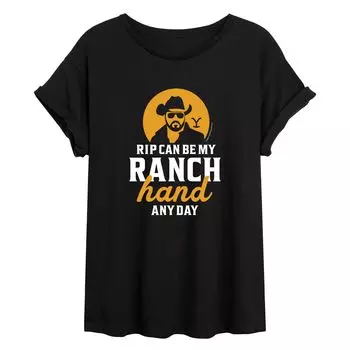 Футболка Yellowstone RIP Ranch для юниоров с струящимся рисунком и рисунком Licensed Character