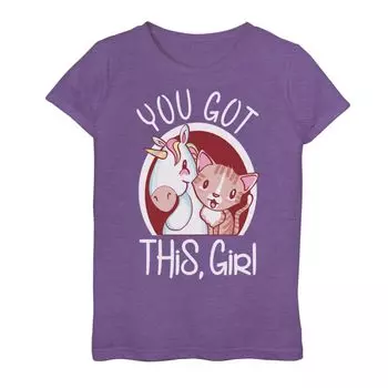 Футболка You Got This Girl для девочек 7–16 лет с рисунком кота и единорога Licensed Character