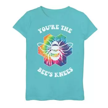 Футболка You're The Bees до колен для девочек 7–16 лет с геометрическим узором Tie-Dye Porait в стиле ретро Licensed Character