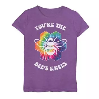 Футболка You're The Bees до колен для девочек 7–16 лет с геометрическим узором Tie-Dye Porait в стиле ретро Licensed Character