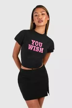 Футболка You Wish Baby boohoo, черный