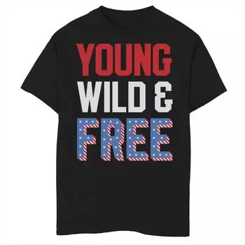 Футболка Young Wild & Free Word Stack для мальчиков 8–20 лет с графическим рисунком Licensed Character