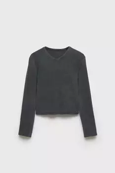 Футболка z3d basic в рубчик ZARA, антрацитово-серый