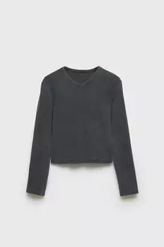Футболка z3d basic в рубчик ZARA, антрацитово-серый