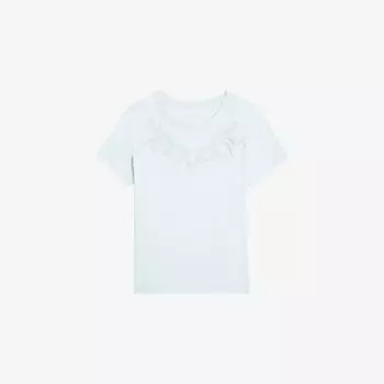 Футболка Zadig&Voltaire Alys хлопковая с коротким рукавом и вышивкой, светло-голубой