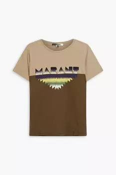 Футболка Zao из хлопкового джерси с принтом ISABEL MARANT, серо-коричневый