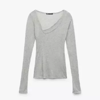 Футболка Zara Asymmetric Double-layer, серый