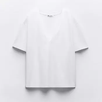 Футболка Zara Basic Cotton, белый