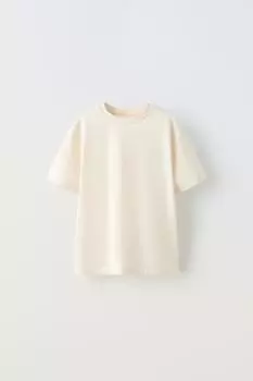 Футболка Zara Basic Plain, кремовый