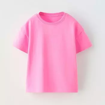 Футболка Zara Basic, ярко-розовый