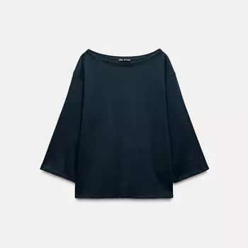Футболка Zara Boatneck, темно-синий