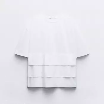 Футболка Zara Contrast Box Pleat, белый