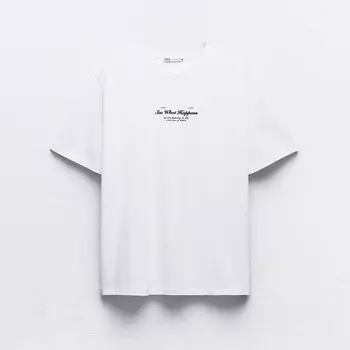 Футболка Zara Contrast Slogan, белый